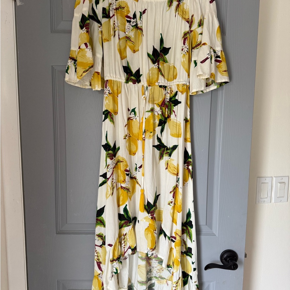 Blue Island Yellow lemon  High Low Dress